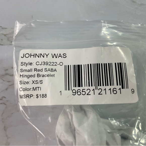 Johnny Was Small Red SABA Hinged Bracelet Size XS/S New in Package - Picture 6 of 6